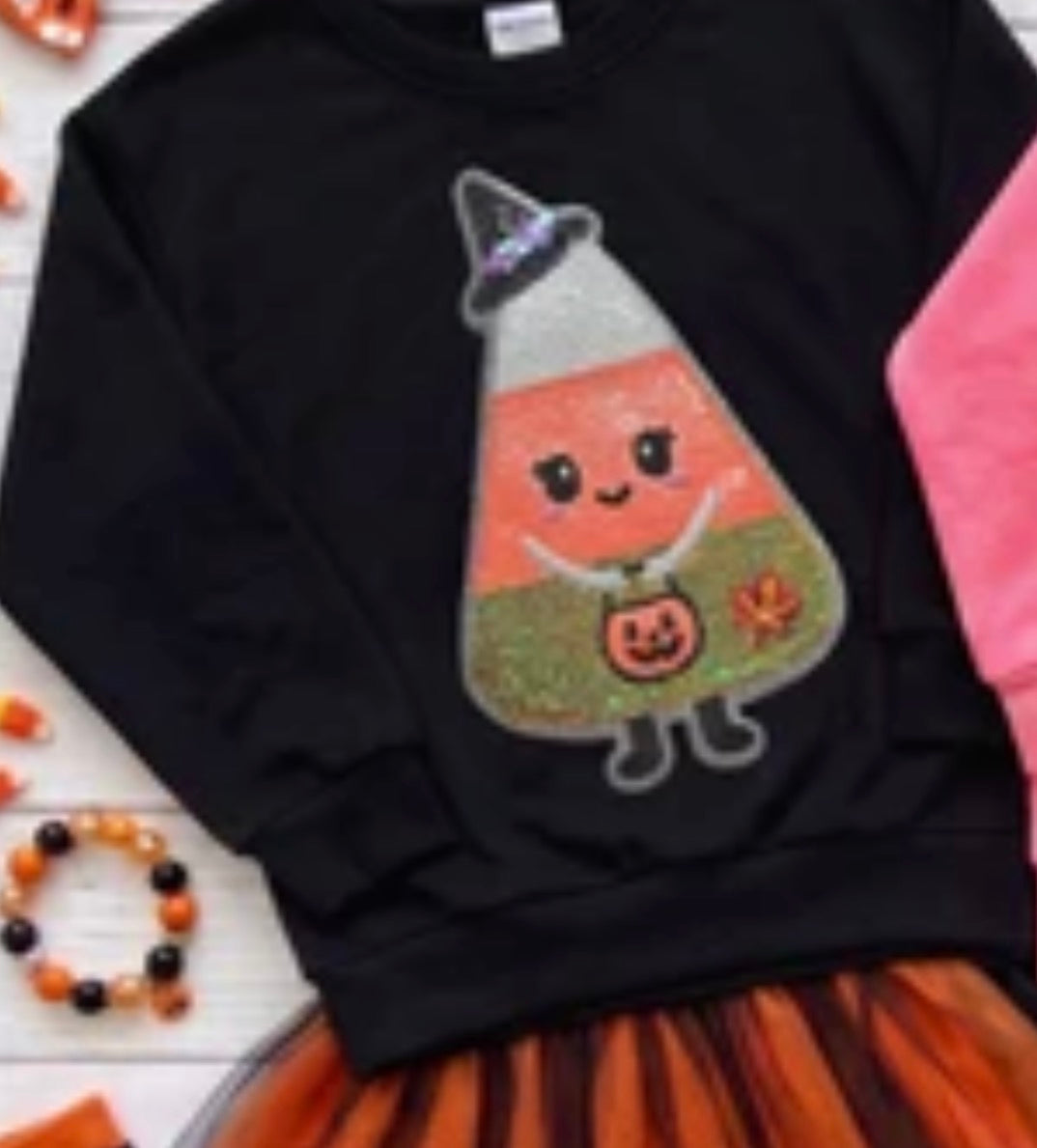 Youth Candy Corn Sequin Halloween Patch