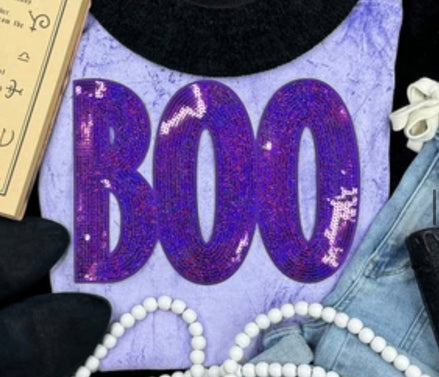 BOO Sequin Halloween Patch (purple)
