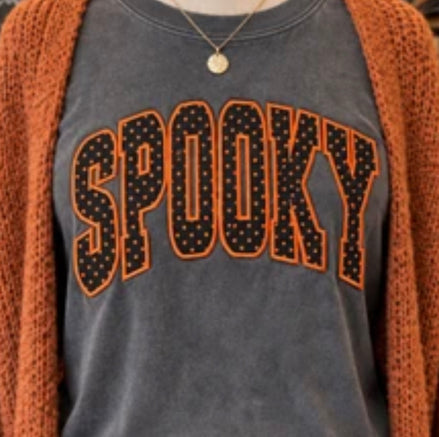 Spooky Corduroy Halloween Patch (black w orange dots)