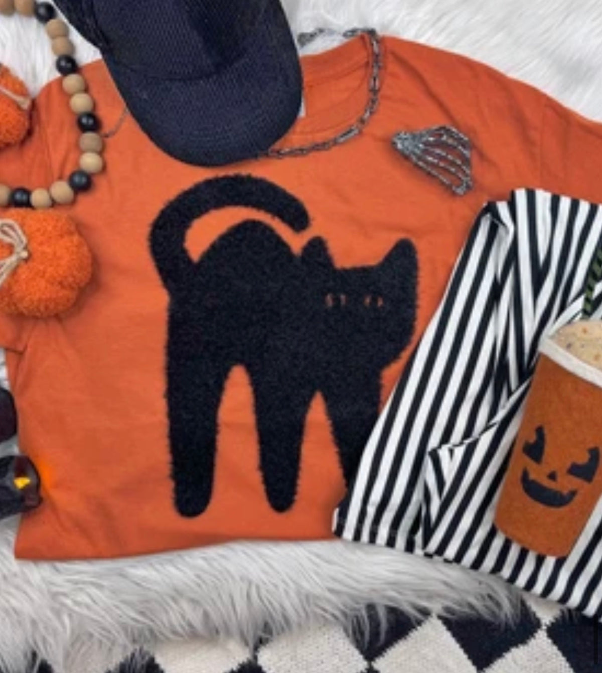 Black Cat Fluffy Halloween Patch