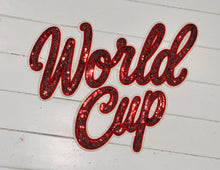 Load image into Gallery viewer, World Cup Script (Red) Sequin Patch (11 inch)
