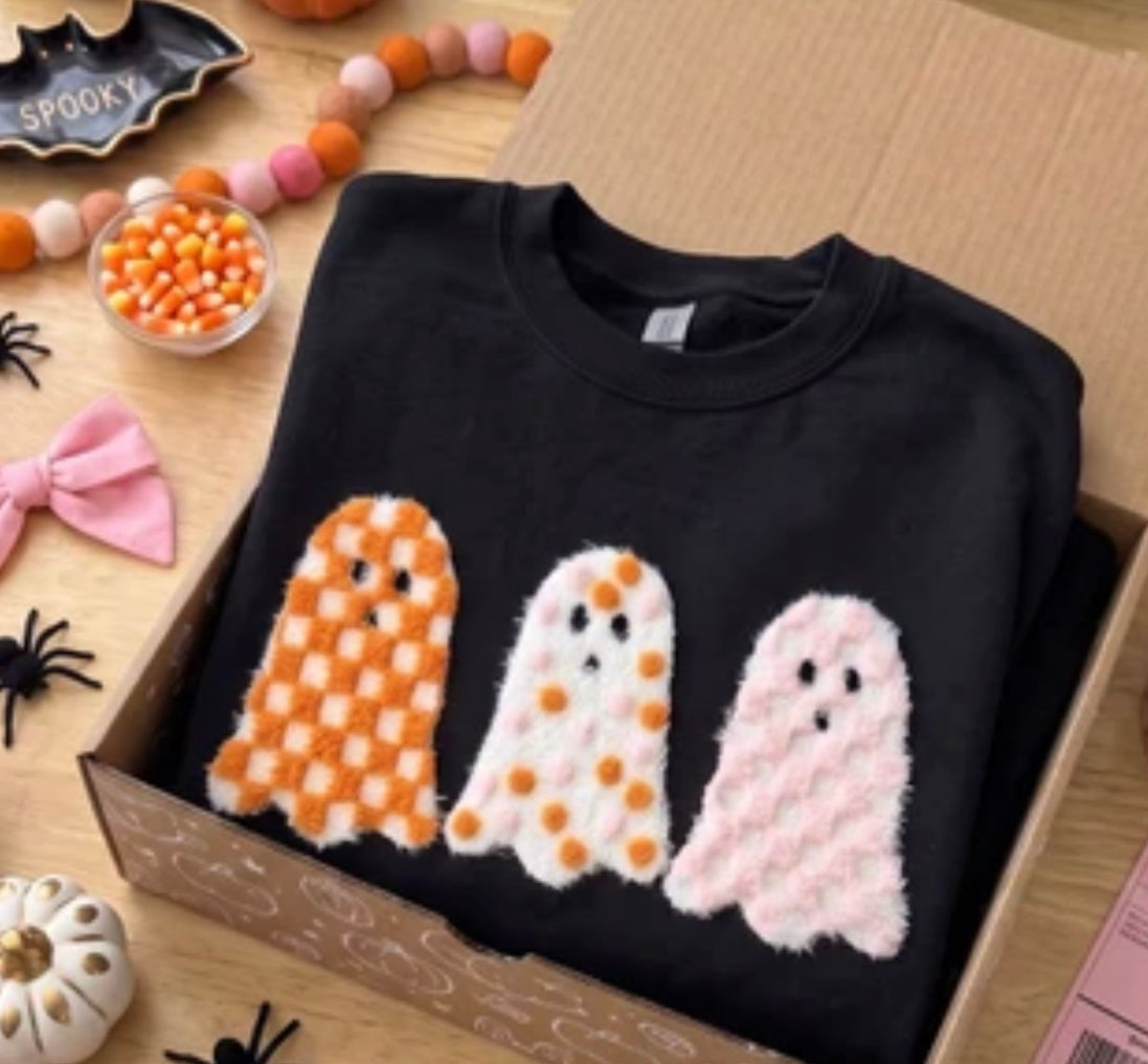 Trio Ghost Fluffy Halloween Patch