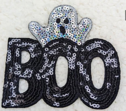 Boo Ghost Sequin Halloween Patch
