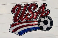 USA Flag and Soccer Vibes Sequin Patch (11 inch)