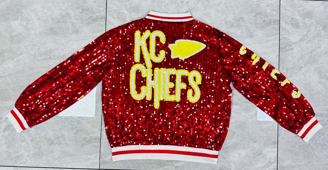 CHIEFS Sequin Bomber Jacket