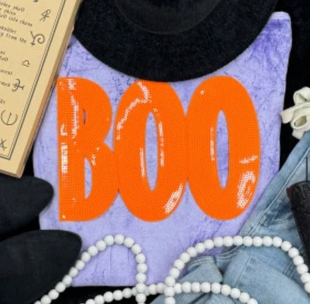 BOO Sequin Halloween Patch (Orange)