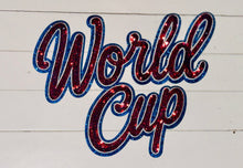 Load image into Gallery viewer, World Cup Script (red and blue) Sequin Patch (11 inch)
