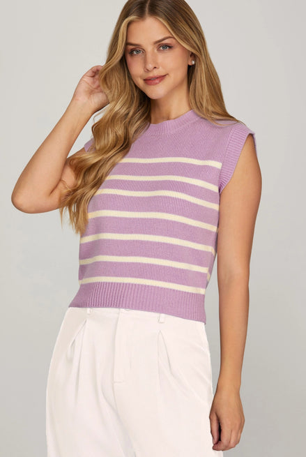 Sleeveless Striped Knit Top