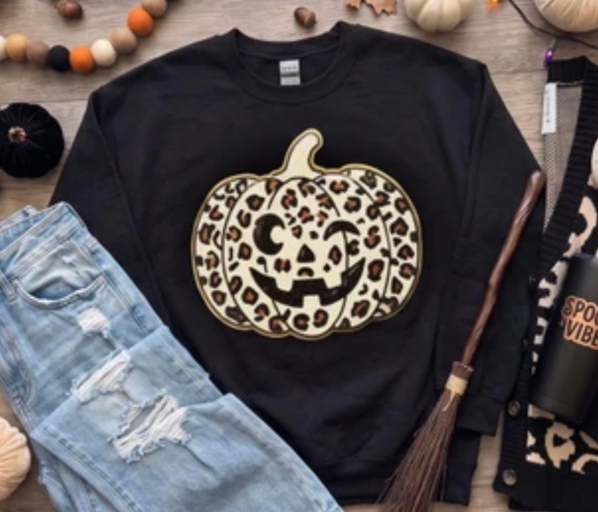 Leopard Pumpkin Sequin Halloween Patch