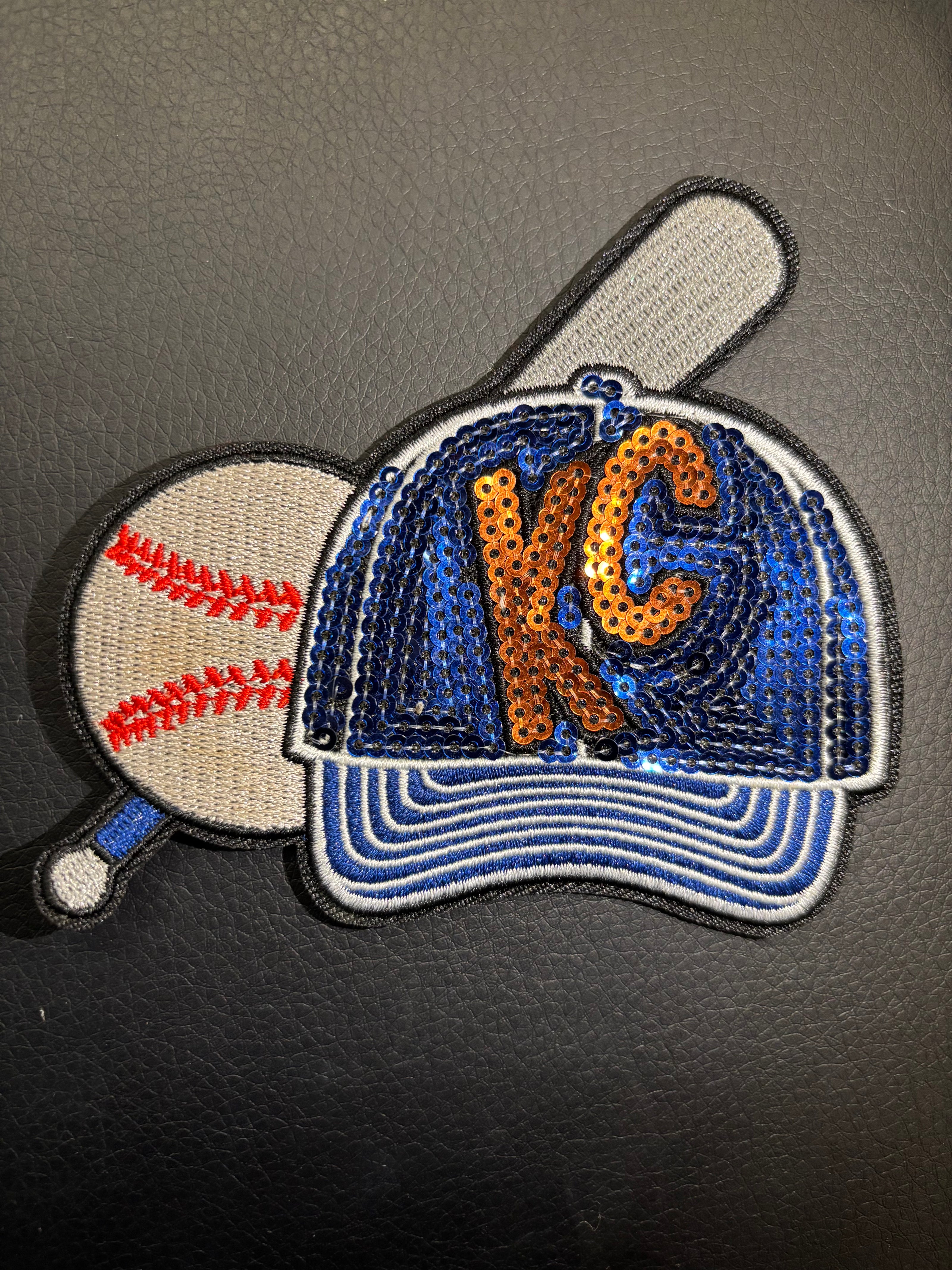 Sequin KC Hat Ball and Bat Royals Patch