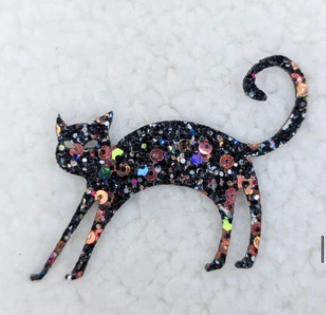 Cat Glitter Halloween Patch