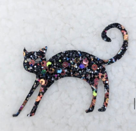 Cat Glitter Halloween Patch