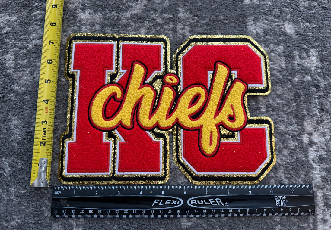 KC Chiefs Chenille w/Glitter Border X-Large Patch