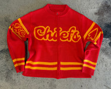 Load image into Gallery viewer, Zip-Up Chiefs Sweater (Red and Yellow)
