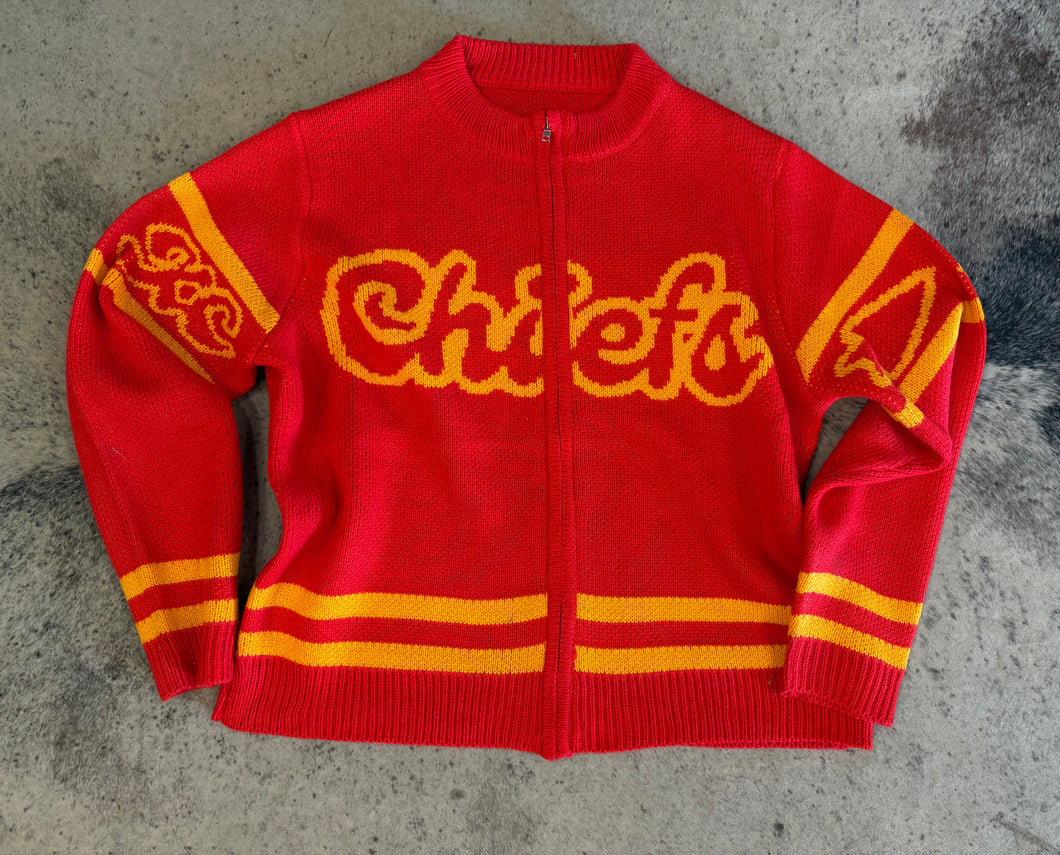 Zip-Up Chiefs Sweater (Red and Yellow)