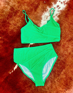 Green Textured Swimsuit