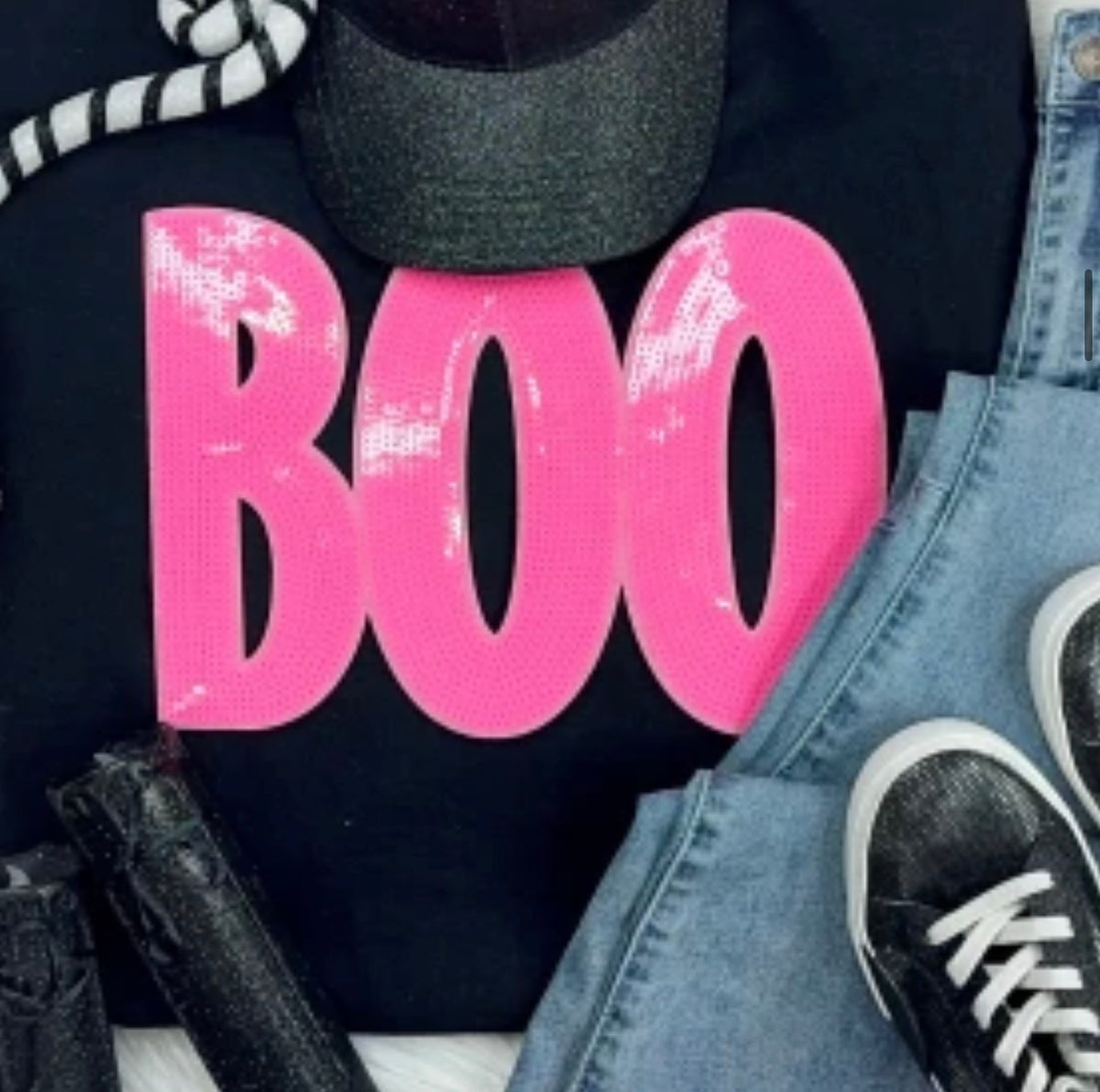 BOO Sequin Halloween Patch (pink)