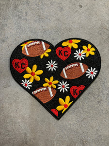 KC Heart with Flowers Iron-On Patch