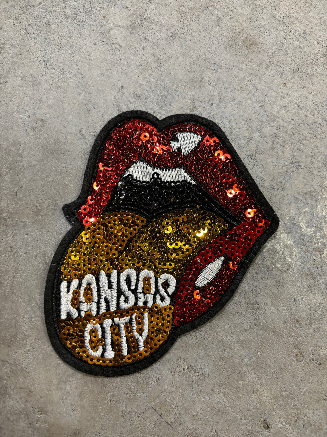 Sequin Kansas City Tongue Iron-On Patch