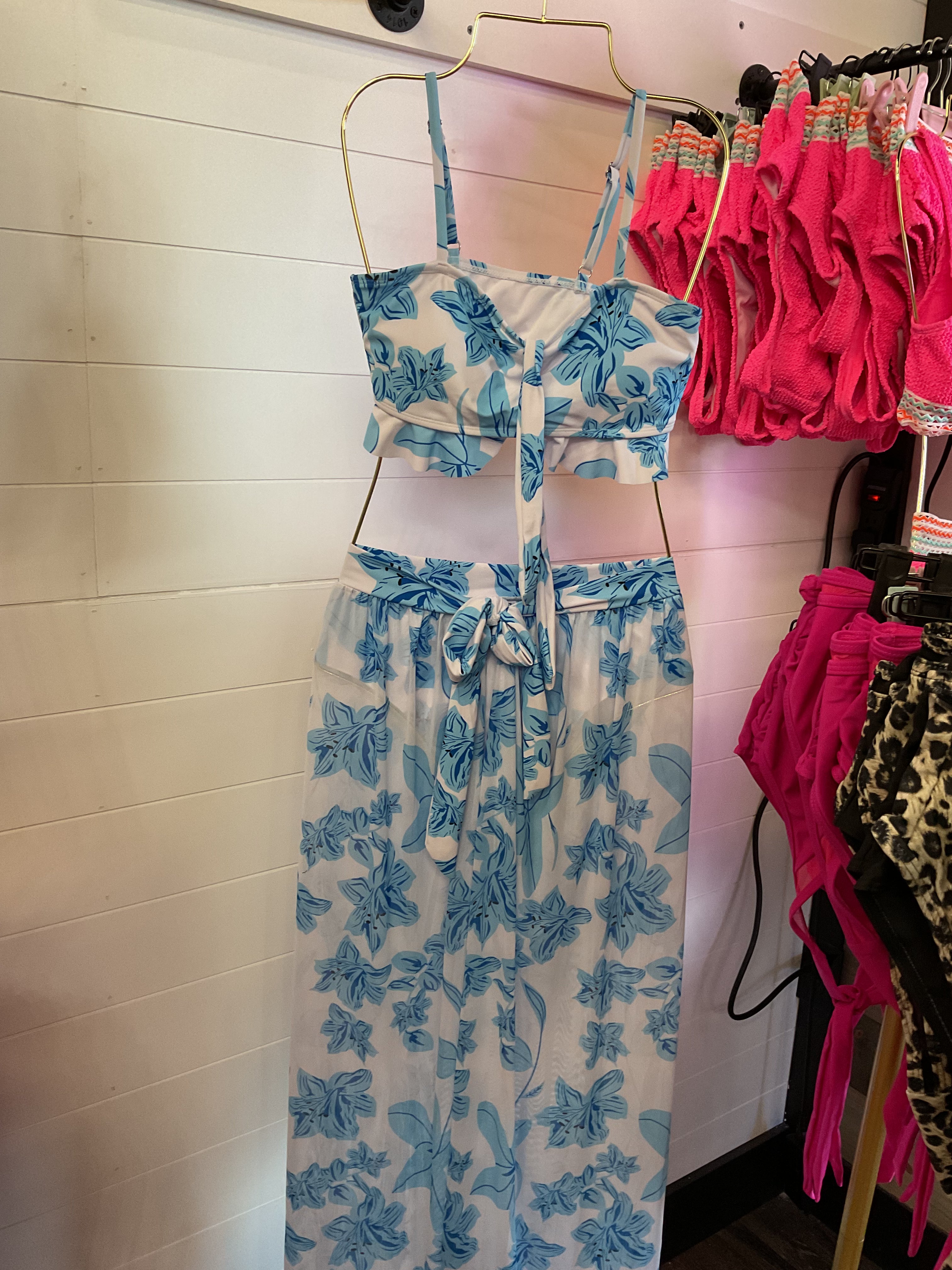 3 Piece Swimsuit Blue and White