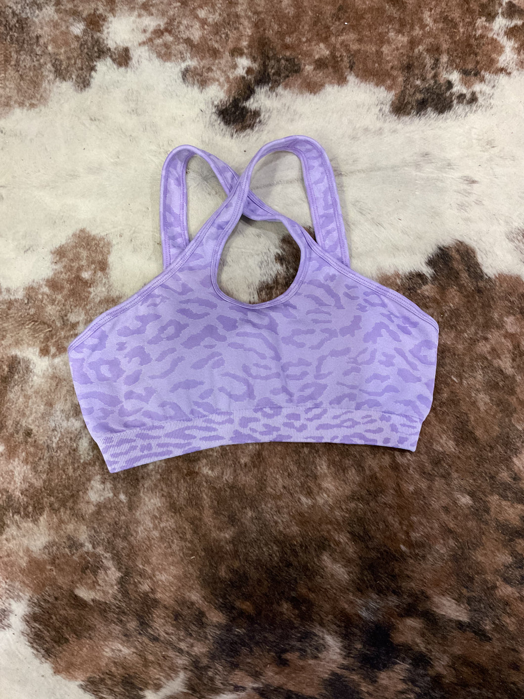 Purple Cheetah Print Sports Bra