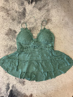 Crochet and Lace Top with Ruffled Bottom