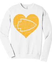 Load image into Gallery viewer, Arrowhead Heart Sweatshirt - Yellow Design
