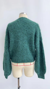 Teal Knit Fuzzy Sweater