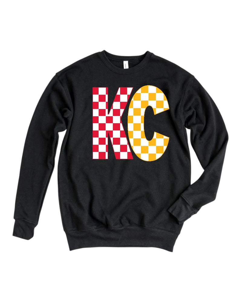 Checkered KC Sweatshirt - Red & Yellow Design