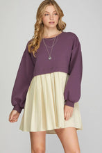 Load image into Gallery viewer, Long Sleeve Quilted Knit Pleated Dress
