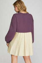 Load image into Gallery viewer, Long Sleeve Quilted Knit Pleated Dress
