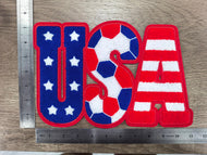 Stars Stripes and Soccer USA Chenille Patch (11 inch)