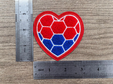 Soccer Heart Chenille Patch (3 inch)