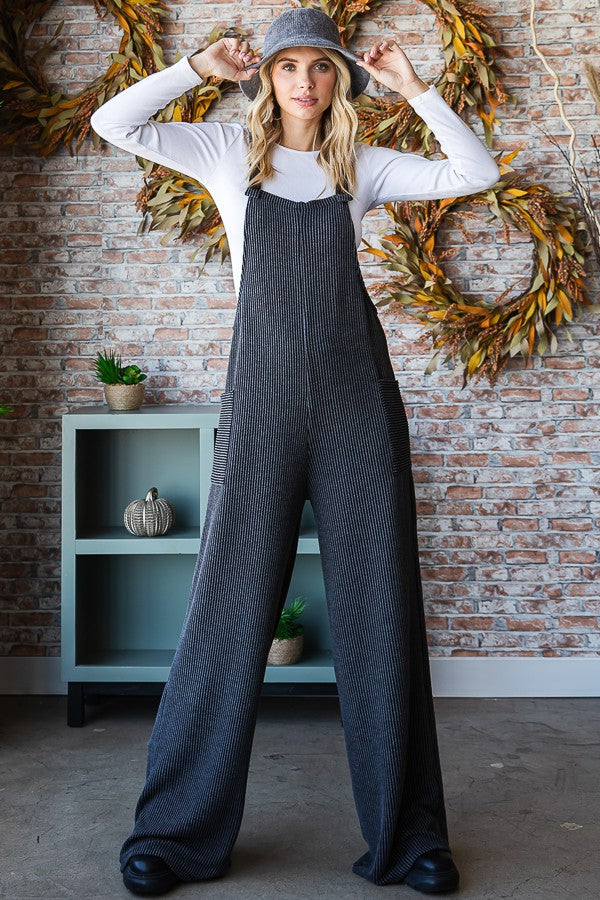 Pocketed Ribbed Jumpsuit
