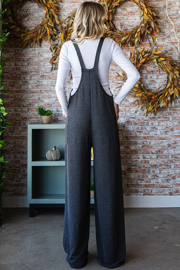 Pocketed Ribbed Jumpsuit