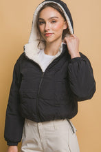 Load image into Gallery viewer, Reversible Sherpa Lined Cropped Jacket
