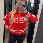 Zip-Up Chiefs Sweater (Red and White)
