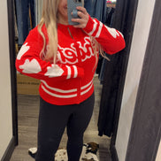 Zip-Up Chiefs Sweater (Red and White)