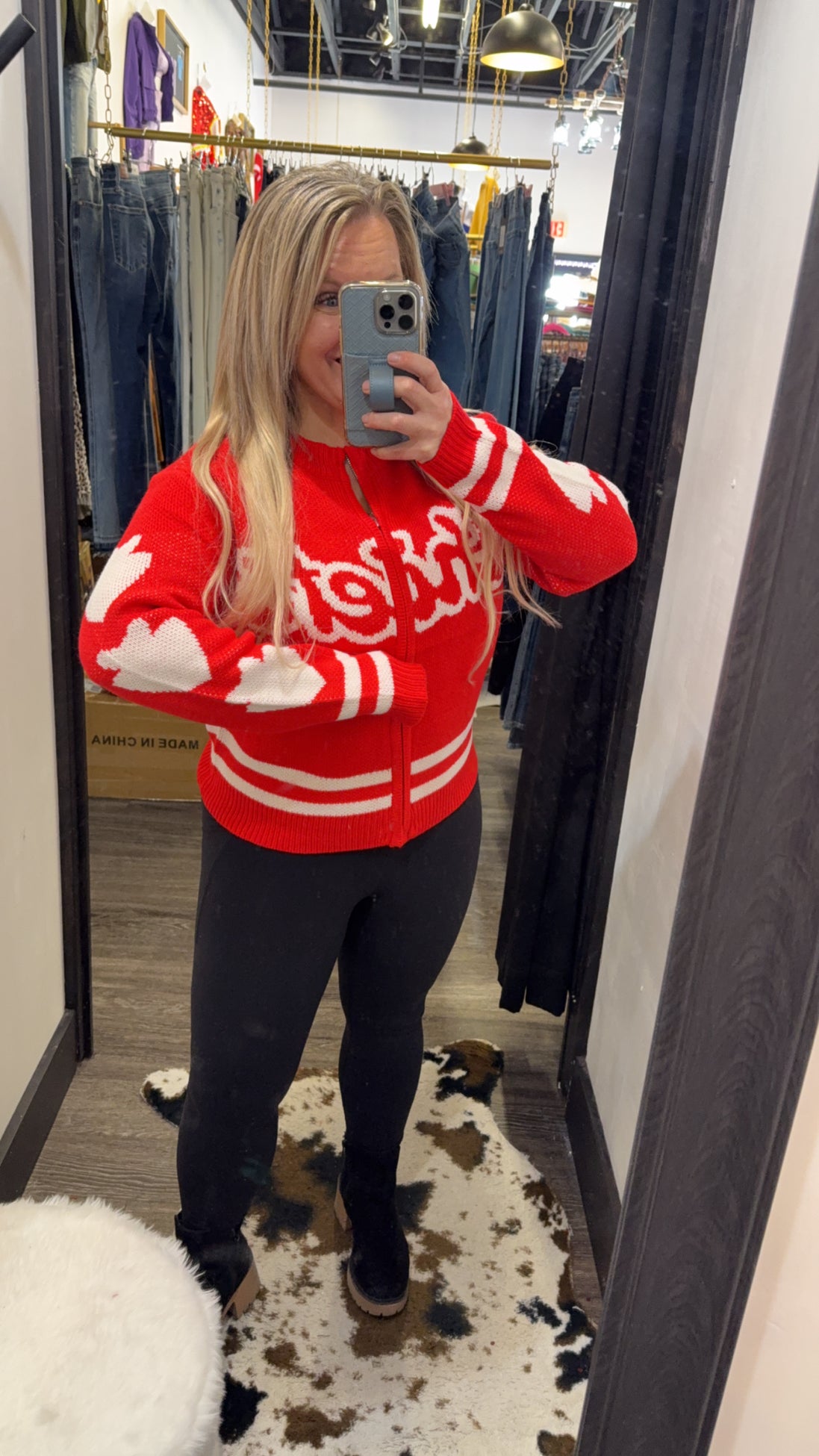 Zip-Up Chiefs Sweater (Red and White)