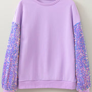 Sequin Sleeve Long Sleeve Top