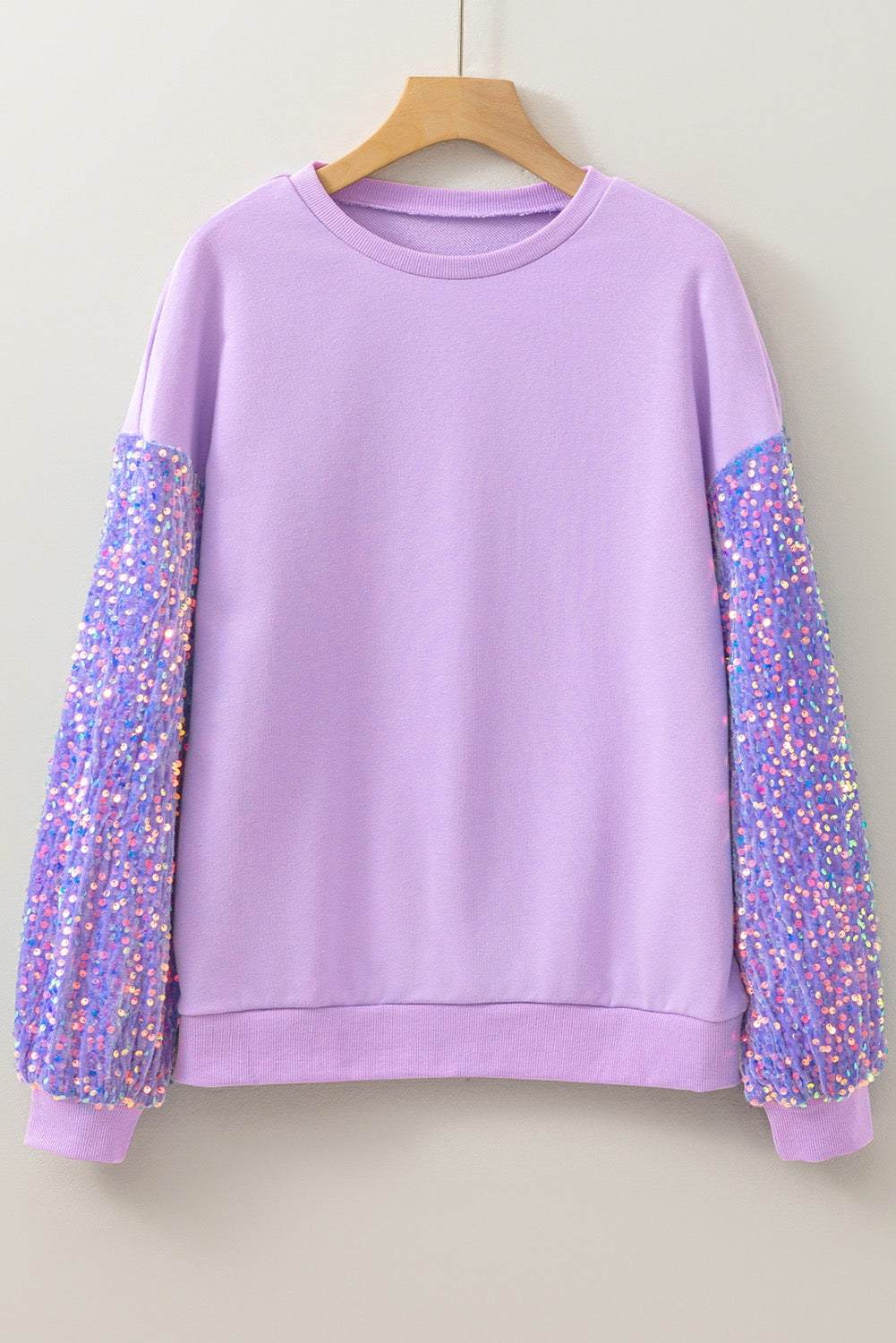 Sequin Sleeve Long Sleeve Top