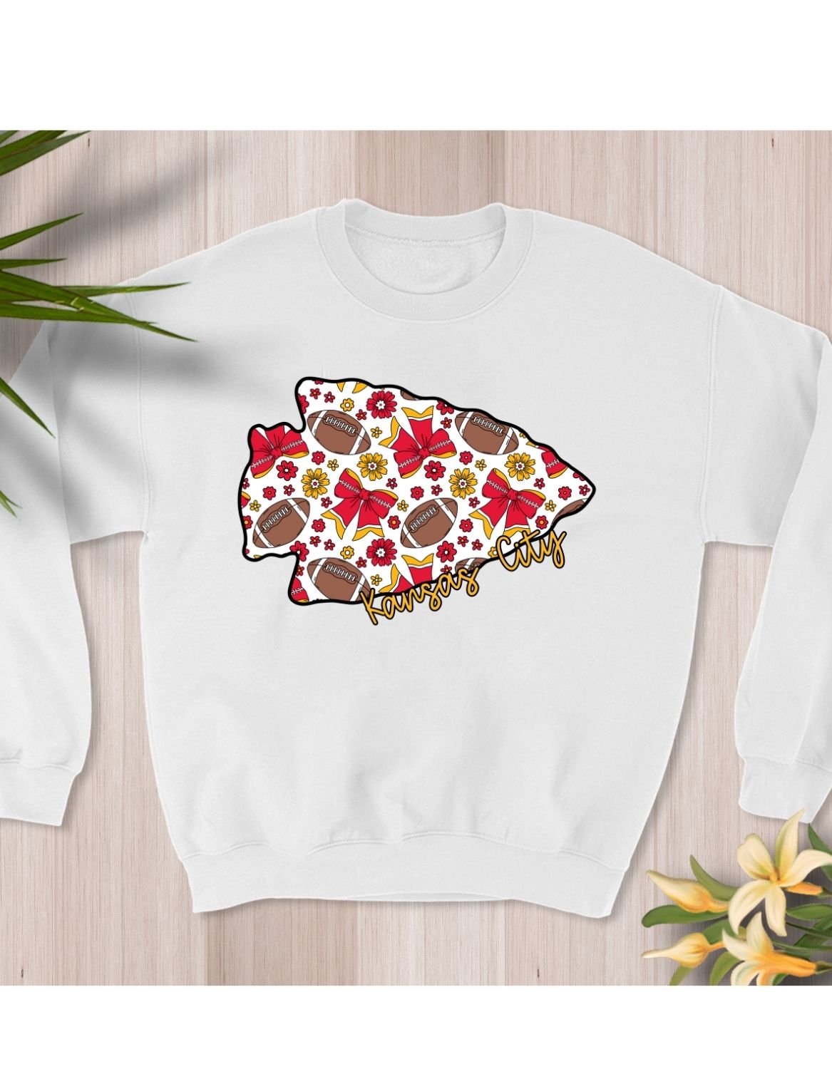 Kansas City Arrowhead w/Bows and Footballs Sweatshirt