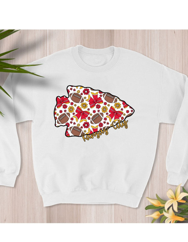 Kansas City Arrowhead w/Bows and Footballs Sweatshirt