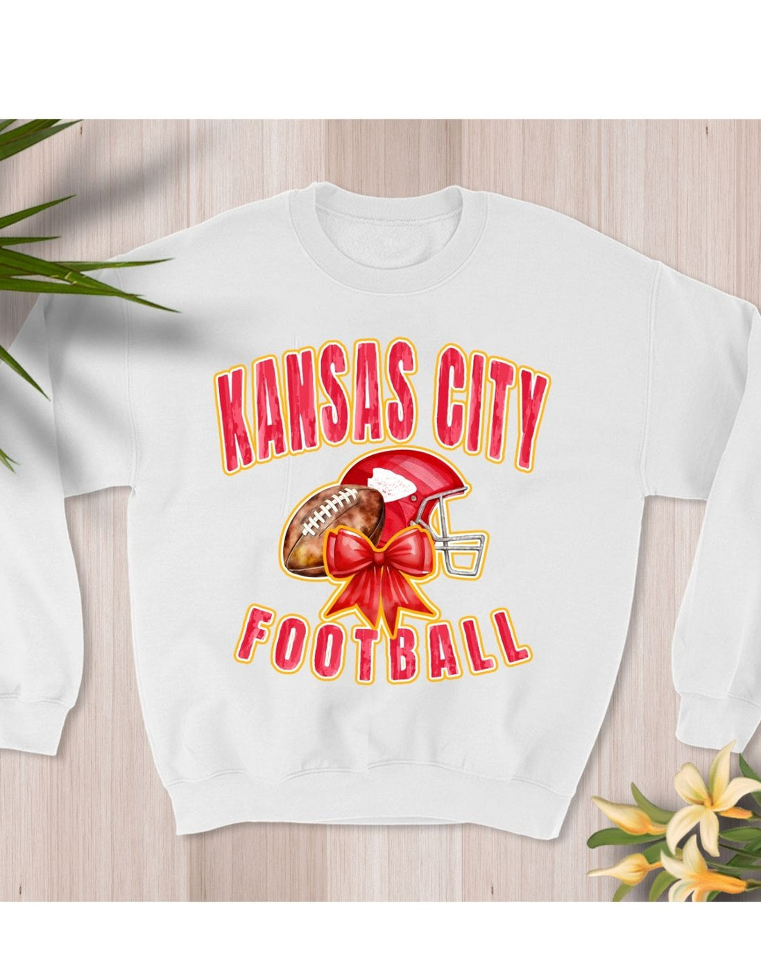 Kansas City Bow and Football Sweatshirt