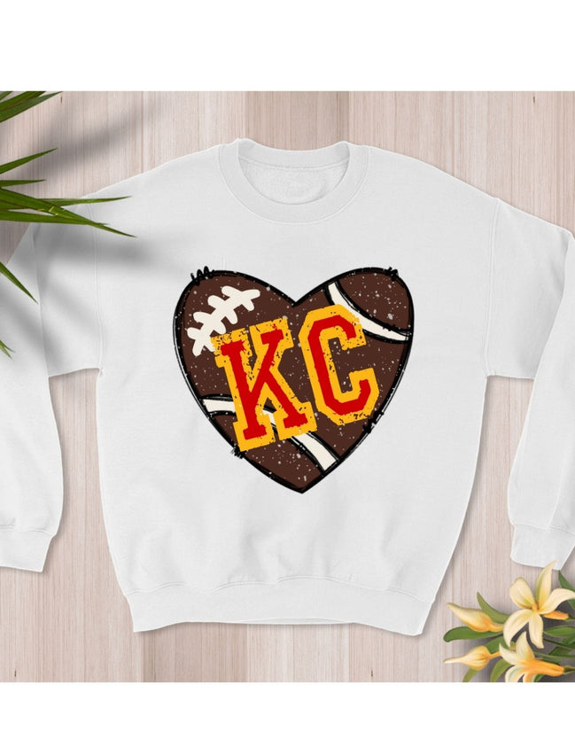 KC Heart Football Sweatshirt