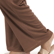 Stretchy Ribbed Drawstring Wide Leg Pants