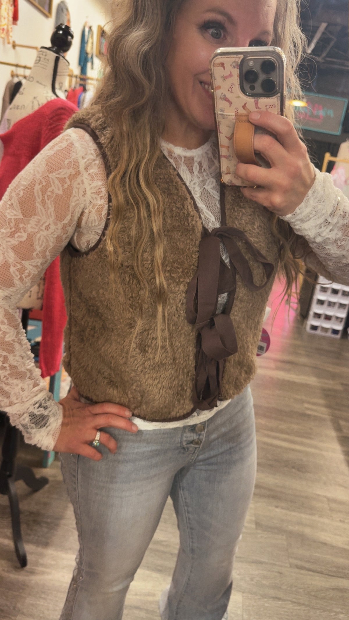 Reversible Tie-Front Fuzzy Vest