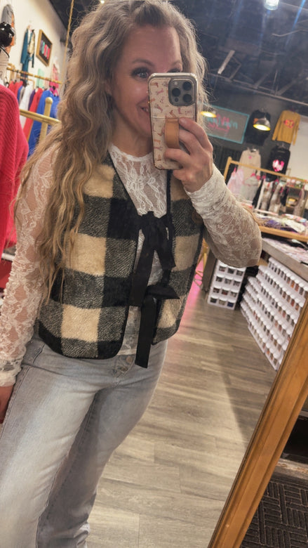 Reversible Tie-Front Fuzzy Vest