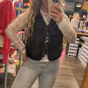 Reversible Tie-Front Fuzzy Vest