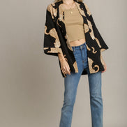 Cheetah Open Front Kimono (Black)